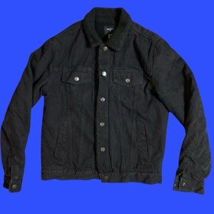 FOREVER21 “DENIM FAUX SHERLING JACKET” Black